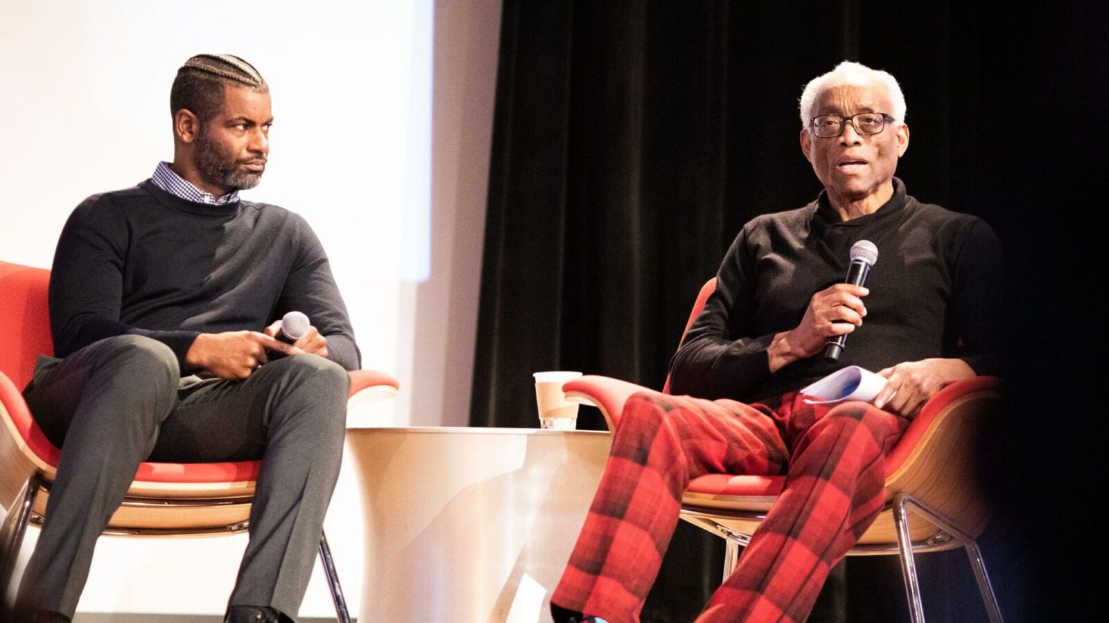 Niegel Smith and Bil T. Jones during Bill Chats '23, Photo by MacKenna Lewis